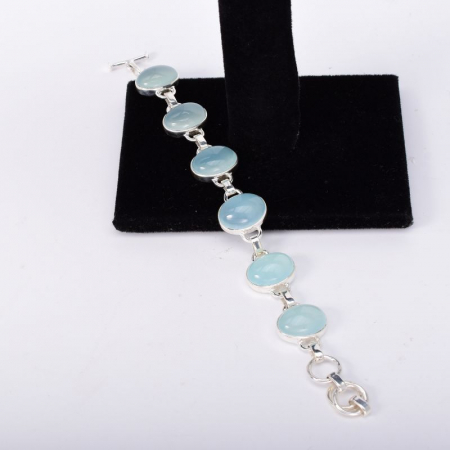 Bratara argint pietre calcedonia aqua oval [1]