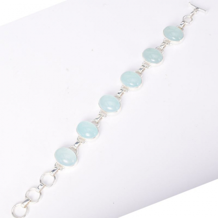 Bratara argint pietre calcedonia aqua oval [3]