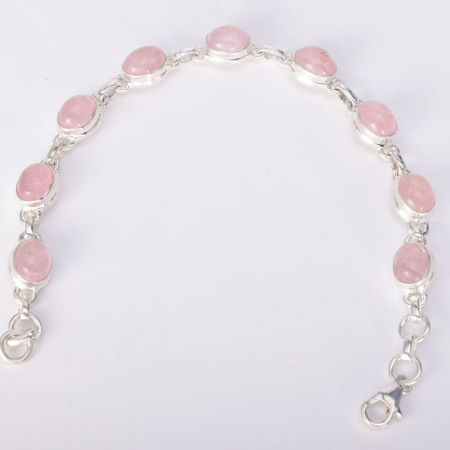 Bratara argint pietre morganit cabochon 18-19 cm [1]