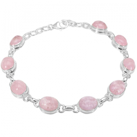 Bratara argint pietre morganit cabochon 18-19 cm [0]