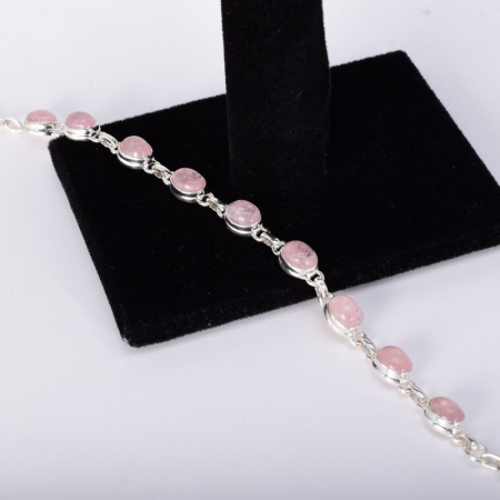 Bratara argint pietre morganit cabochon 18-19 cm [2]