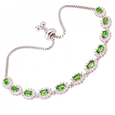 Bratara argint reglabila cu pietre verzi crom diopsid [1]
