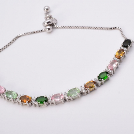 Bratara argint reglabila cu turmalina Pulsul Culorilor [3]