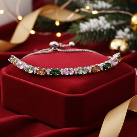 Bratara argint reglabila cu turmalina Pulsul Culorilor