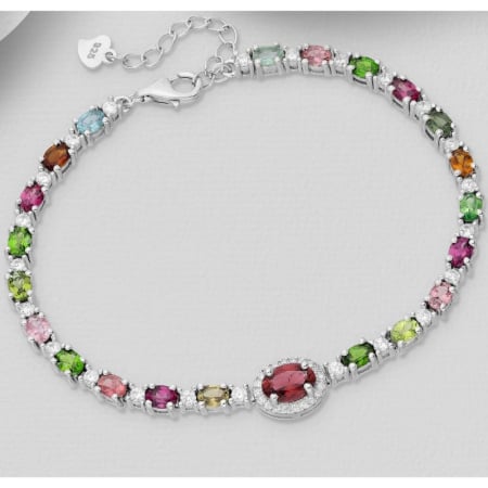 Colecția nouă Podoabele Mele - Bratara cu turmalina din argint rodiat