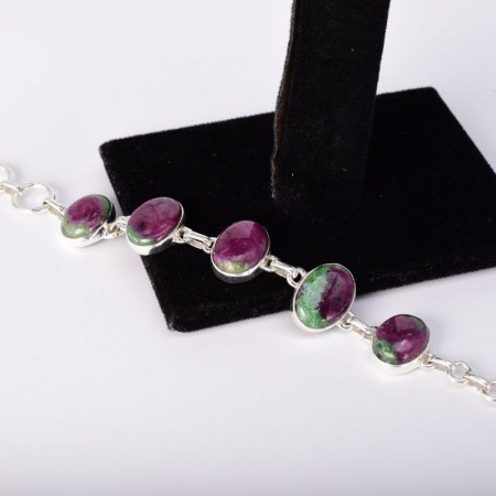 Bratara argint cu pietre rubin in zoisit 17-20 cm [3]