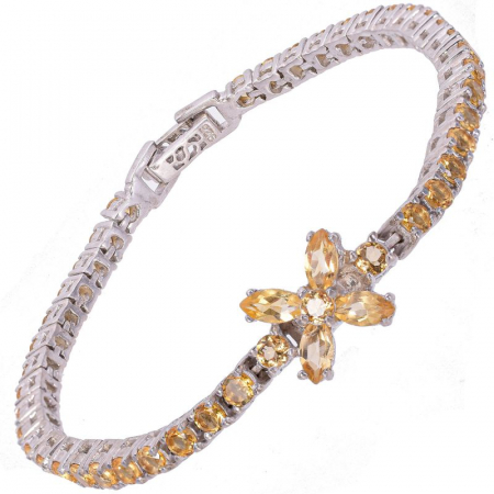 Bratara argint tennis cu citrin natural - model floral [0]