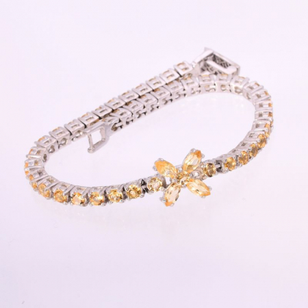 Bratara argint tennis cu citrin natural - model floral [3]