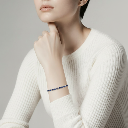 Bratara argint reglabila cu safire naturale