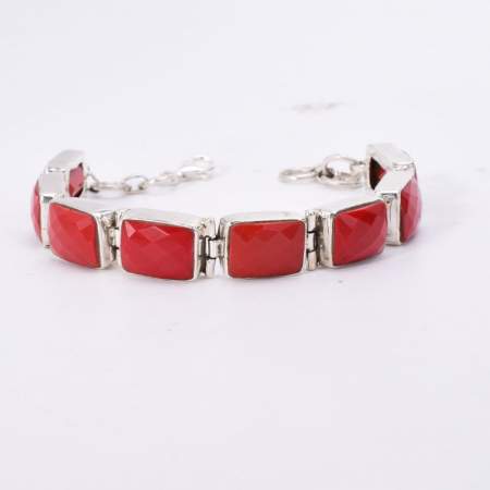 Bratara argint unicat cu coral rosu fatetat [3]