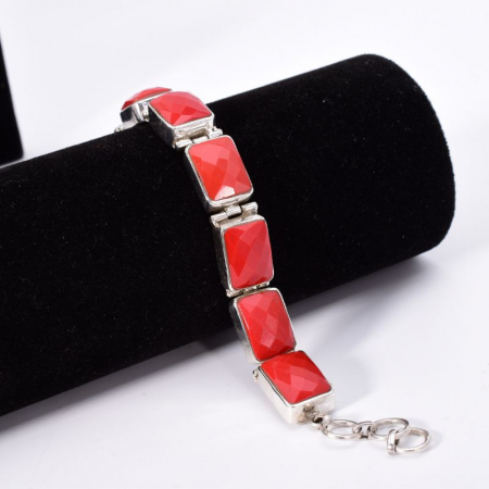 Bratara argint unicat cu coral rosu fatetat [1]