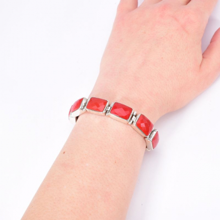 Bratara argint unicat cu coral rosu fatetat [2]