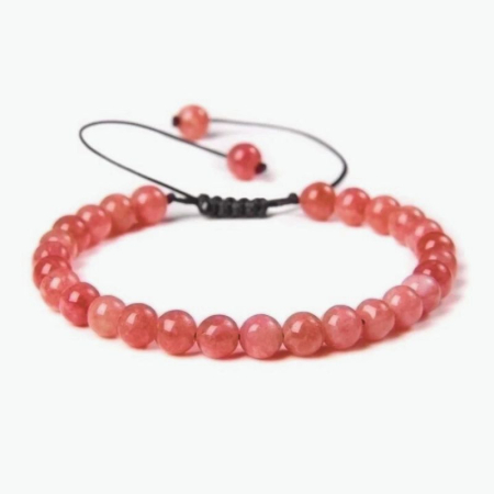 Bijuterii cuart roz - Bratara cu cuart cherry 6 mm pe snur textil