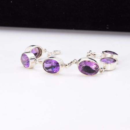 Bratara cu ametist fatetat din argint handmade [5]