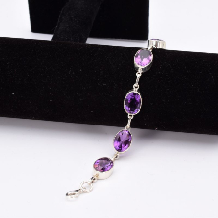 Bratara cu ametist fatetat din argint handmade [2]