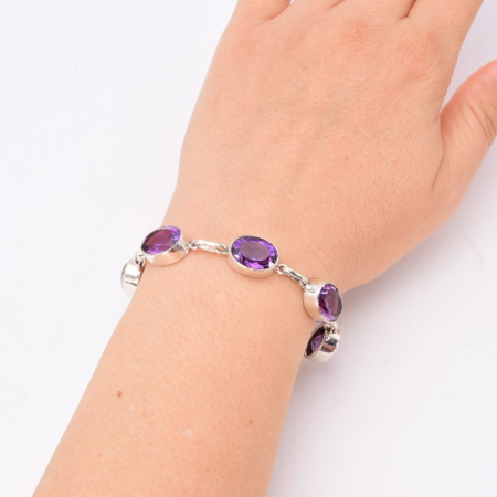 Bratara cu ametist fatetat din argint handmade [1]