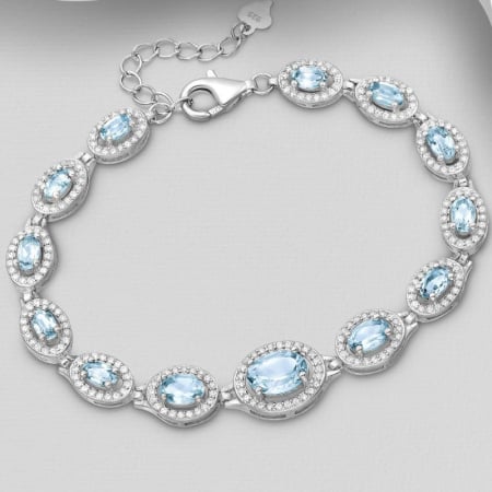 Bratari - Bratara cu topaz si CZ din argint placat cu rodiu