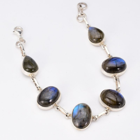 Bratara cu labradorit din argint handmade 18-19 cm