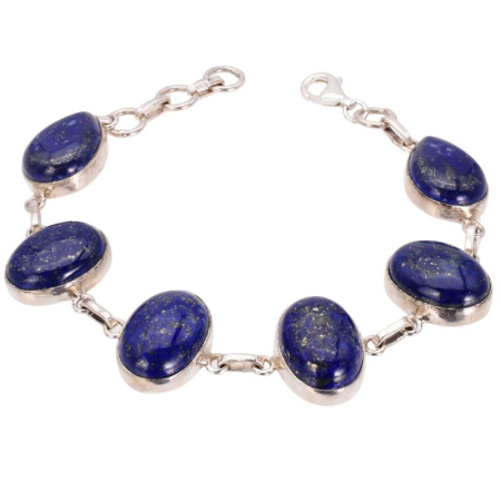 Bijuterii pietre semipretioase - Bratara cu lapis lazuli oval, para din argint 925
