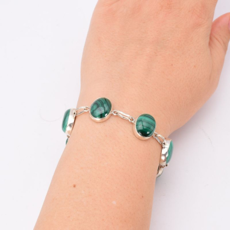 Bratara cu malachit din argint handmade 18-19 cm [1]