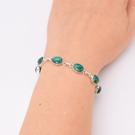 Bratara cu malachit din argint, oval, 15 + 3 cm [1]