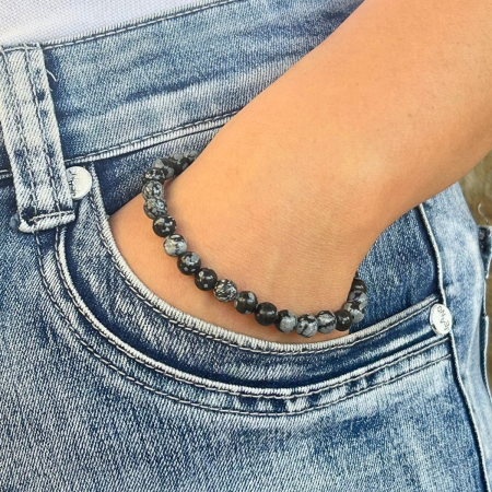 Bratara cu obsidian fulg de nea pe snur [1]