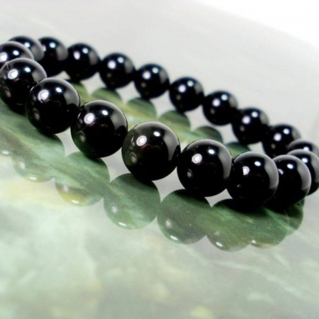 Bijuterii obsidian - Bratara elastica cu obsidian negru 10 mm