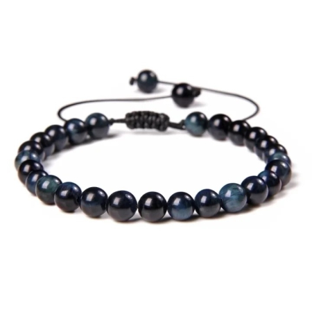 Bijuterii pietre semipretioase - Bratara cu ochi de tigru albastru 6 mm pe snur