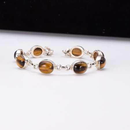 Bratara cu ochi de tigru din argint, oval 18 cm [3]