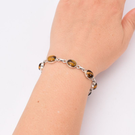 Bratara cu ochi de tigru din argint, oval 18 cm [1]