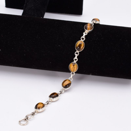 Bratara cu ochi de tigru din argint, oval 18 cm [4]