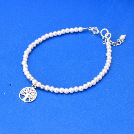 Bijuterii perle - Bratara cu perle de cultura 3 mm din argint Copacul Vietii