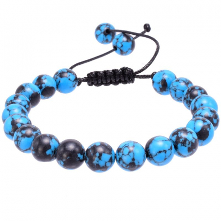 Bratari pietre semipretioase - Bratara cu pietre semipretioase howlit albastru 8 mm pe snur textil