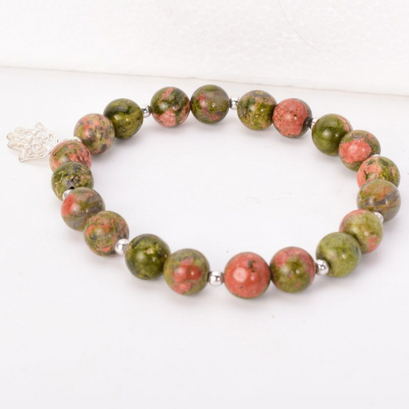 Bratara cu pietre unakit si simbol Hamsa din argint [0]