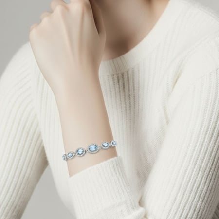 Bratara cu topaz si CZ din argint placat cu rodiu [1]