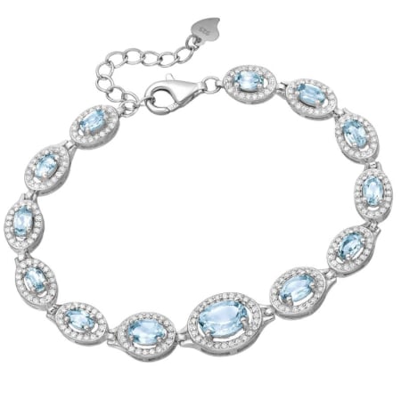 Bratara cu topaz si CZ din argint placat cu rodiu