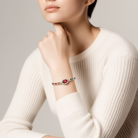 Bratara cu turmalina din argint rodiat [1]