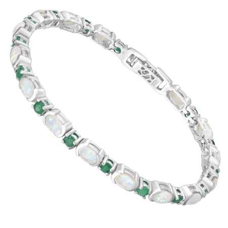 Bijuterii pietre semipretioase - Bratara argint cu opal etiopian si smarald