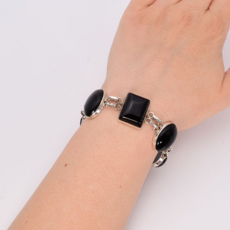 Bratara de argint cu onix statement Eleganta Intunecata [1]