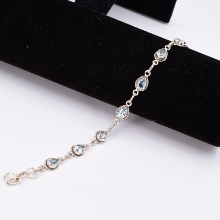 Bratara de argint cu topaz albastru 17-19 cm [5]