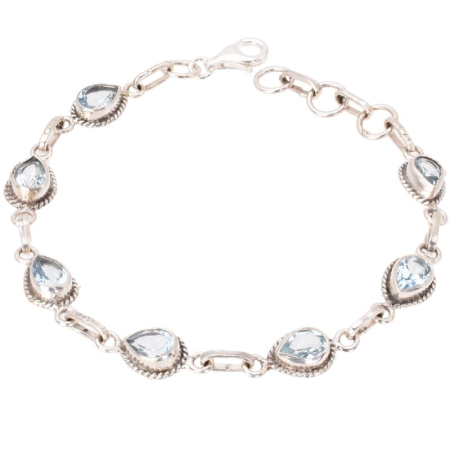 Bijuterii pietre semipretioase - Bratara de argint cu topaz albastru 17-19 cm