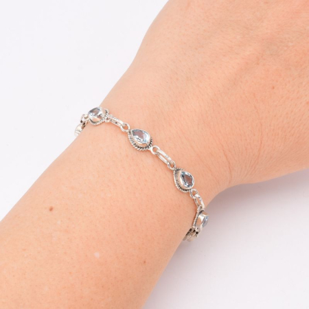 Bratara de argint cu topaz albastru 17-19 cm [1]