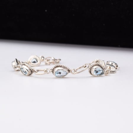 Bratara de argint cu topaz albastru 17-19 cm [4]