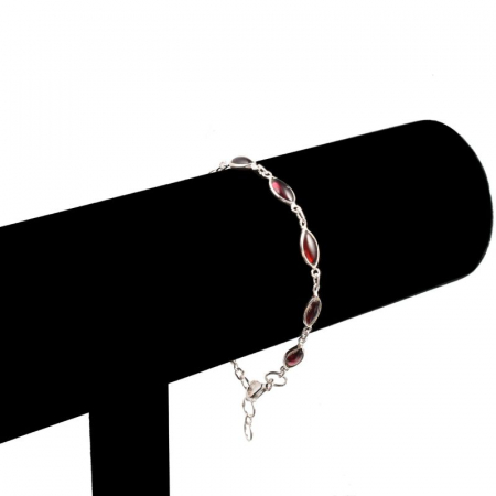 Bratara de argint cu pietre granat forma marchiz 18-20 cm [2]
