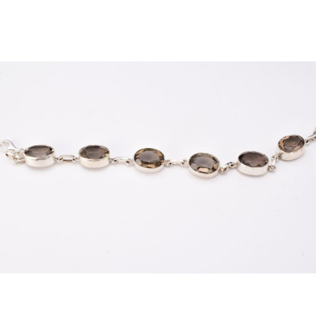 Bratara de argint handmade cu cuart fumuriu 18-19 cm [3]