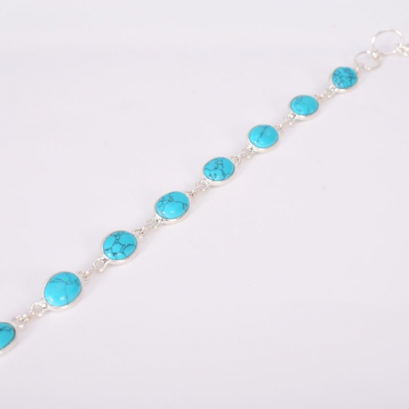 Bratara de argint turcoaz cabochon oval [1]