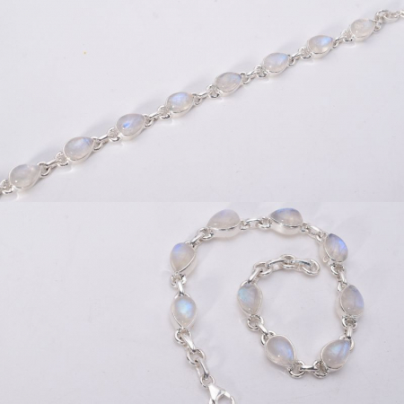 Bratara din argint cu piatra lunii, forma para [2]