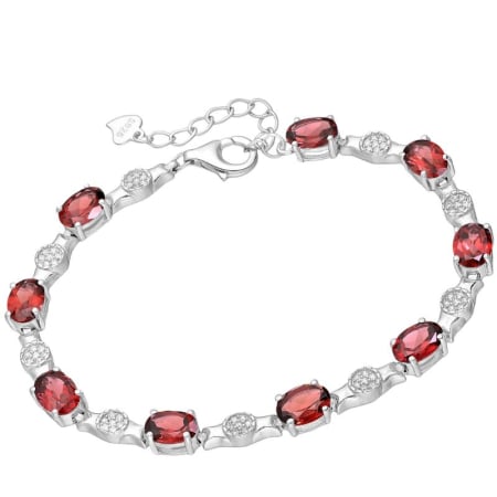 Bijuterii pietre semipretioase - Bratara din argint rodiat cu granat si cubic zirconia