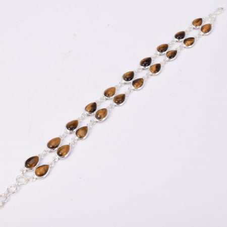 Bratara din argint dubla cu pietre ochi de tigru 18-20 cm [2]