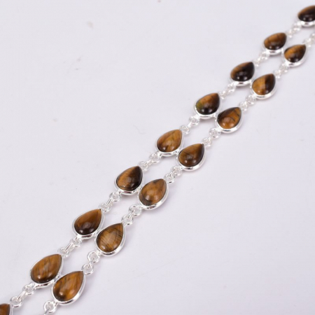 Bratara din argint dubla cu pietre ochi de tigru 18-20 cm [3]